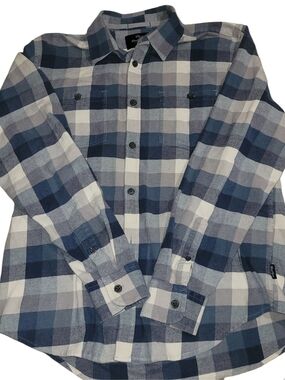 Wind River Men's Blue And Grey Plaid Button-Up Shirt Size M